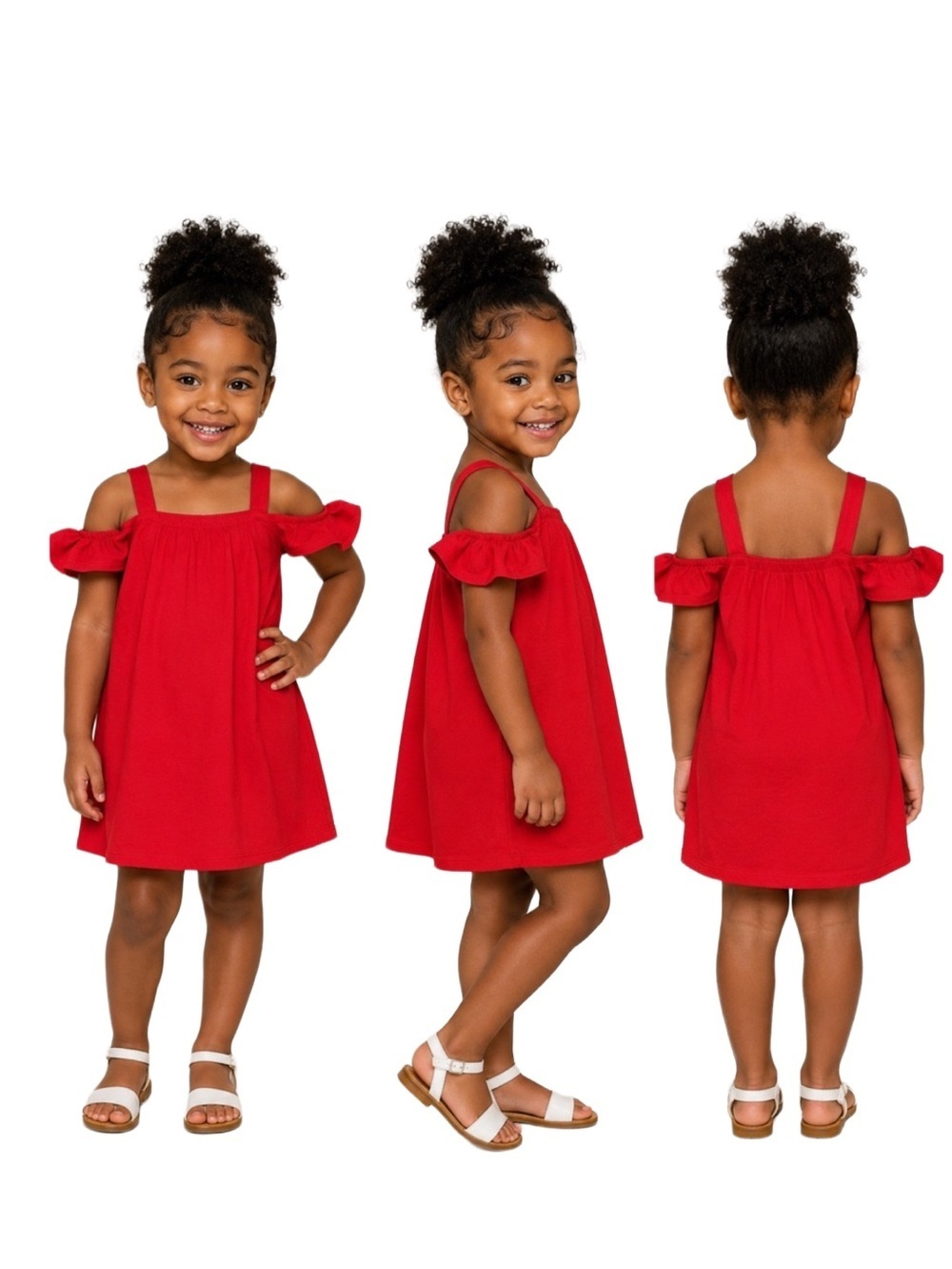 FOREVER 21 GIRLS COLD SHOULDER DRESS - RED SIZE 5/6 (NEW WITH TAGS) A12